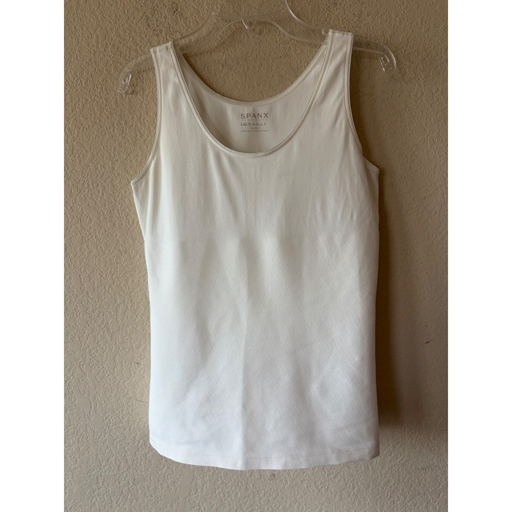 Spanx In & Out White Cotton Blend Smoothing Tank Top FS0815 Large